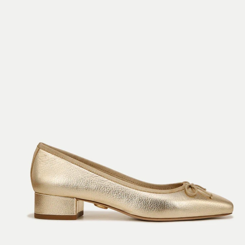 Veronica Beard Cecile Metallic Leather Gold Ballet Pump